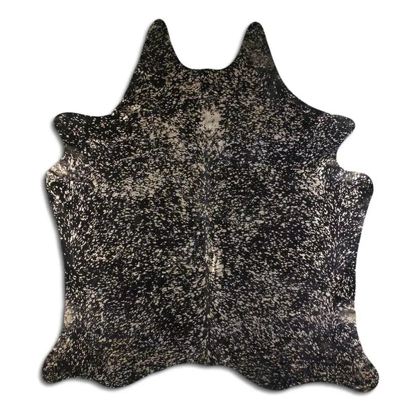 ACID WASHED HAIR ON COWHIDE GOLD METALLIC ON BLACK MODA-DBK