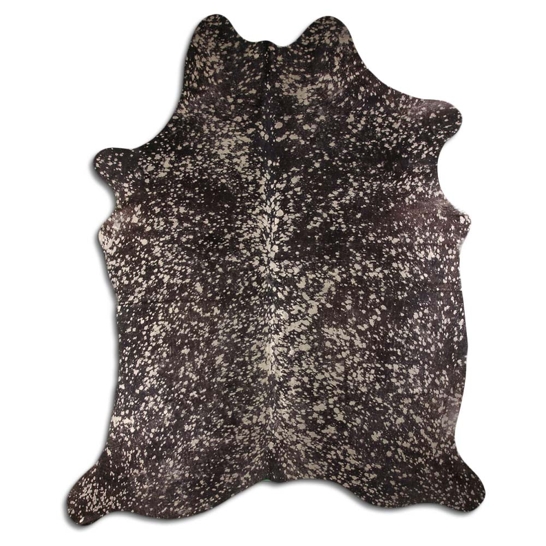 ACID WASHED HAIR ON COWHIDE GOLD METALLIC ON BLACK MODA-DBK