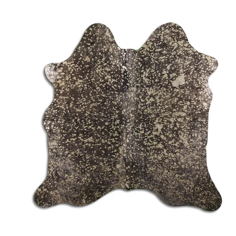 ACID WASHED HAIR ON COWHIDE GOLD METALLIC ON BROWN MODA-DBK