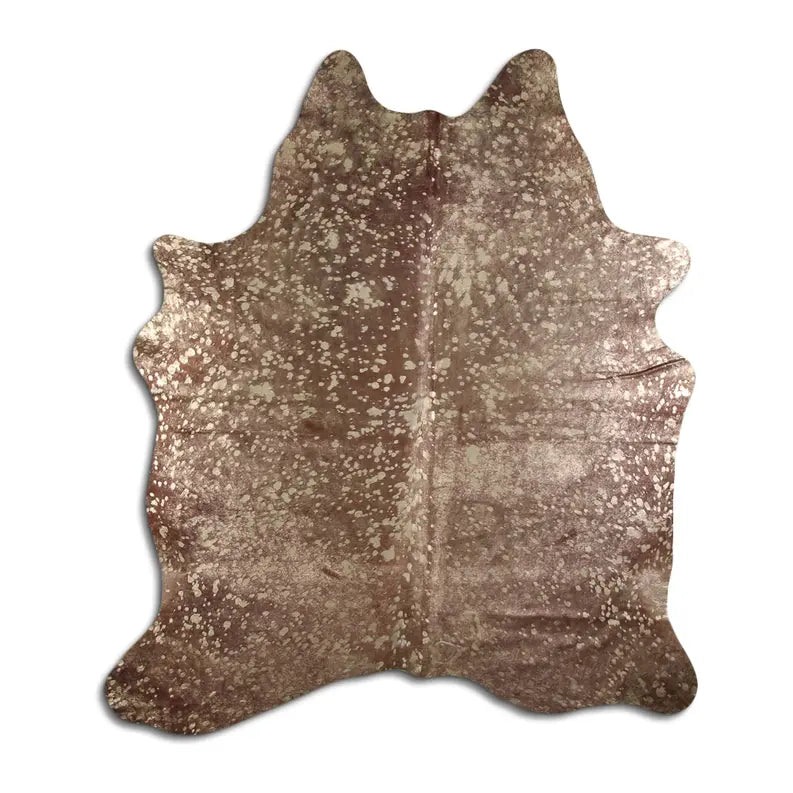 ACID WASHED HAIR ON COWHIDE GOLD METALLIC ON BROWN MODA-DBK