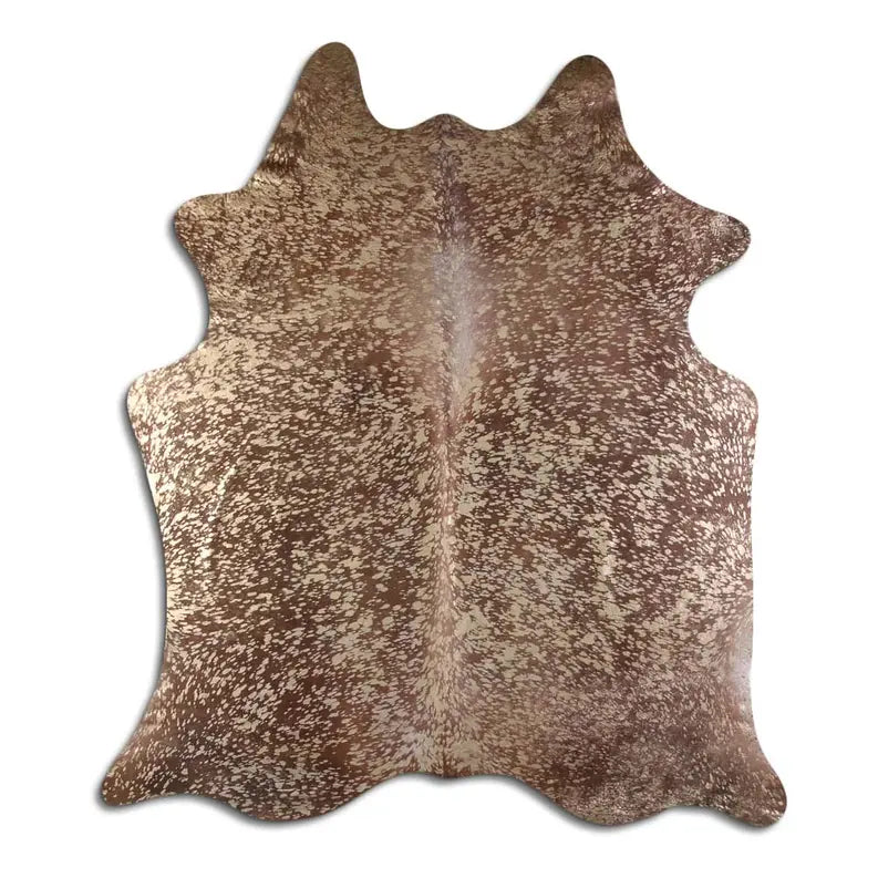 ACID WASHED HAIR ON COWHIDE GOLD METALLIC ON BROWN MODA-DBK