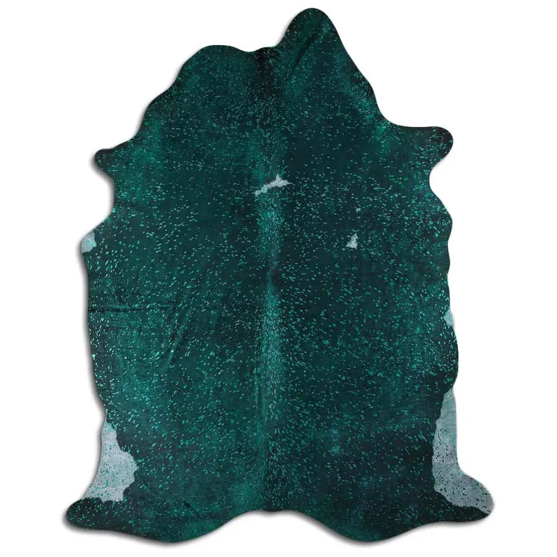 ACID WASHED HAIR ON COWHIDE GREEN METALLIC ON BLACK MODA-DBK