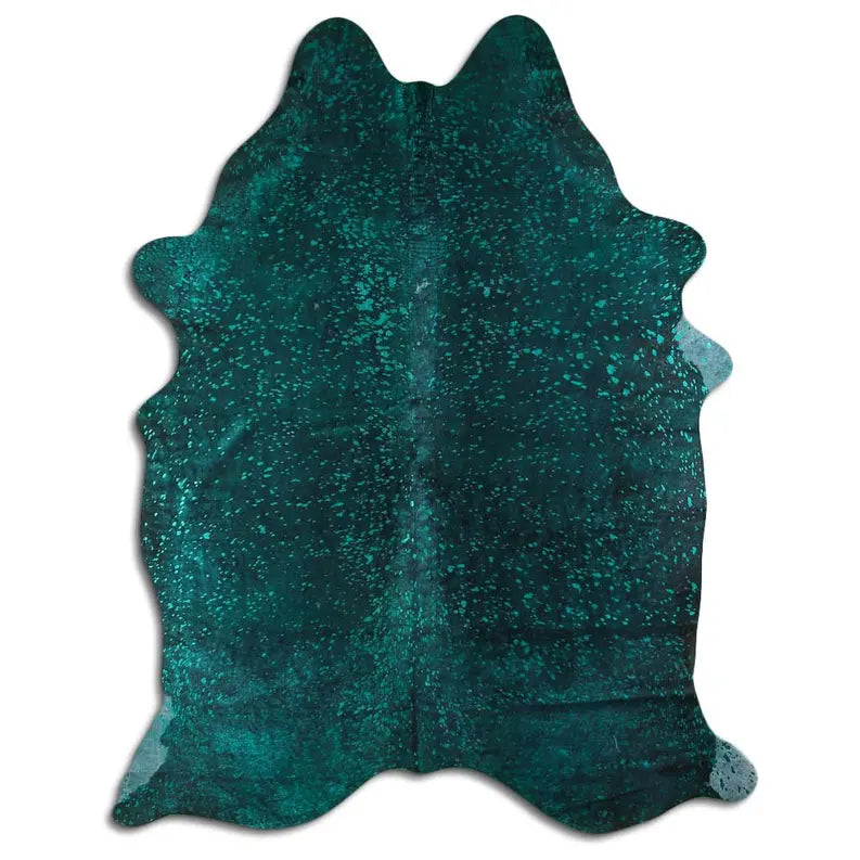 ACID WASHED HAIR ON COWHIDE GREEN METALLIC ON BLACK MODA-DBK