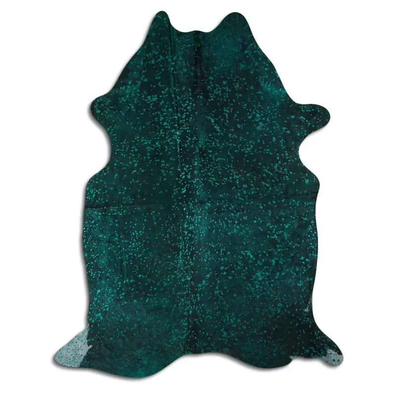 ACID WASHED HAIR ON COWHIDE GREEN METALLIC ON BLACK MODA-DBK