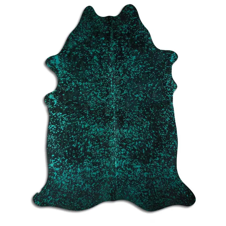 ACID WASHED HAIR ON COWHIDE GREEN METALLIC ON BLACK MODA-DBK