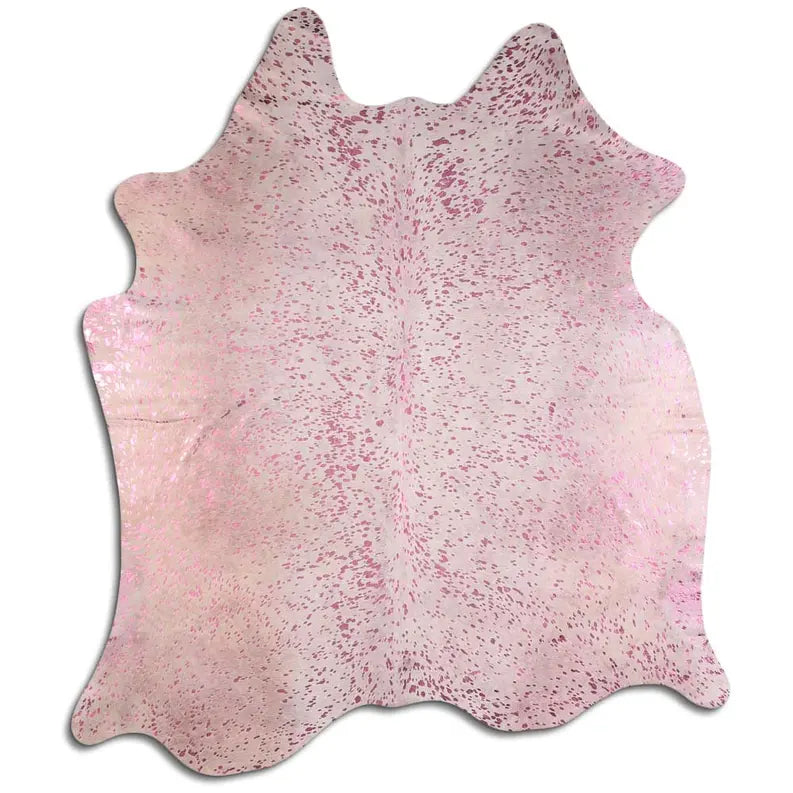 ACID WASHED HAIR ON COWHIDE PINK METALLIC ON WHITE MODA-DBK
