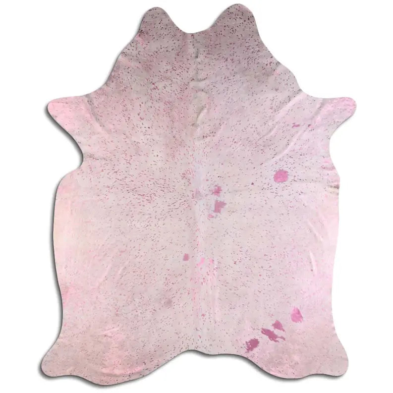 ACID WASHED HAIR ON COWHIDE PINK METALLIC ON WHITE MODA-DBK
