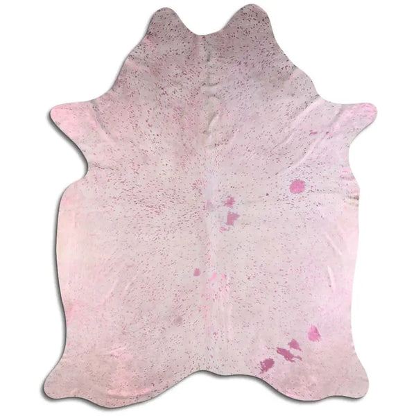 ACID WASHED HAIR ON COWHIDE PINK METALLIC ON WHITE MODA-DBK