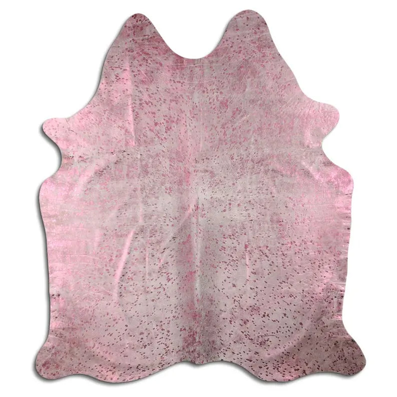 ACID WASHED HAIR ON COWHIDE PINK METALLIC ON WHITE MODA-DBK