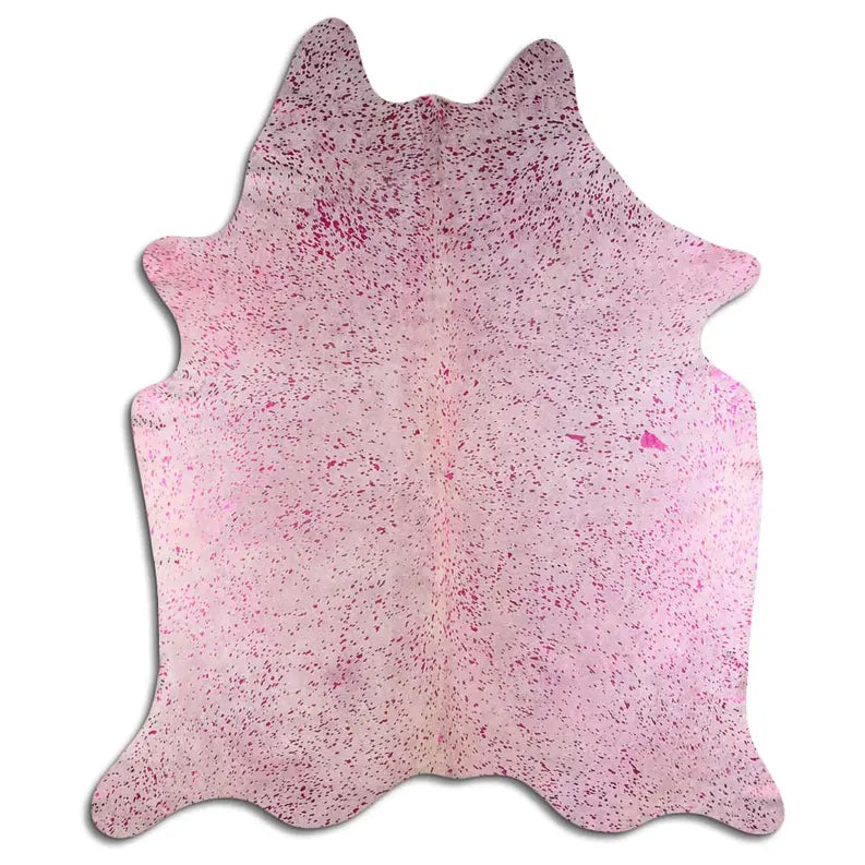 ACID WASHED HAIR ON COWHIDE PINK METALLIC ON WHITE MODA-DBK