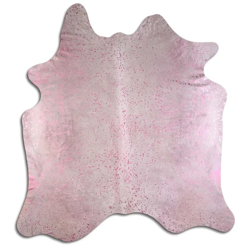 ACID WASHED HAIR ON COWHIDE PINK METALLIC ON WHITE MODA-DBK