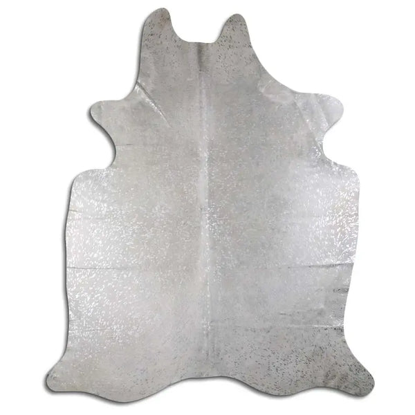 ACID WASHED HAIR ON COWHIDE SILVER METALLIC ZEBRA ON WHITE MODA-DBK