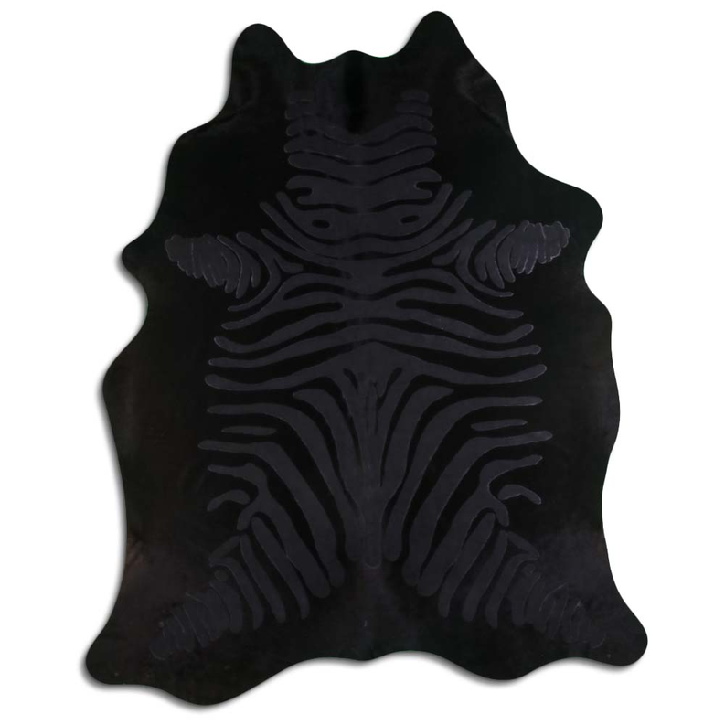 ACID WASHED HAIR ON COWHIDE ZEBRA DISTRESSED BLACK ON BLACK MODA-DBK
