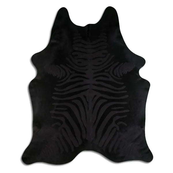 ACID WASHED HAIR ON COWHIDE ZEBRA DISTRESSED BLACK ON BLACK MODA-DBK
