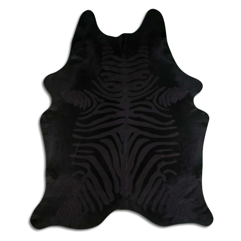 ACID WASHED HAIR ON COWHIDE ZEBRA DISTRESSED BLACK ON BLACK MODA-DBK