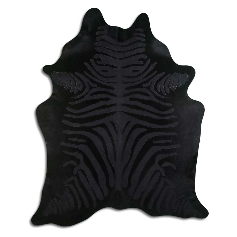 ACID WASHED HAIR ON COWHIDE ZEBRA DISTRESSED BLACK ON BLACK MODA-DBK