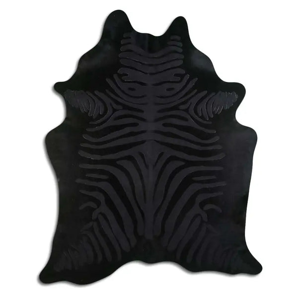 ACID WASHED HAIR ON COWHIDE ZEBRA DISTRESSED BLACK ON BLACK MODA-DBK