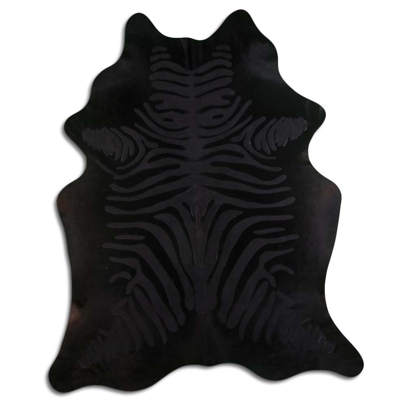 ACID WASHED HAIR ON COWHIDE ZEBRA DISTRESSED BLACK ON BLACK MODA-DBK