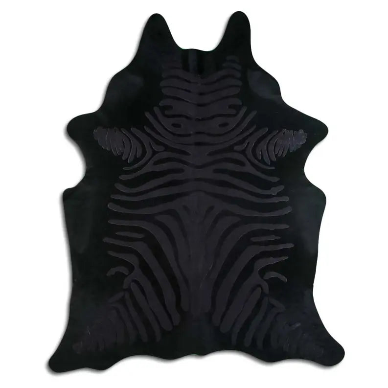 ACID WASHED HAIR ON COWHIDE ZEBRA DISTRESSED BLACK ON BLACK MODA-DBK