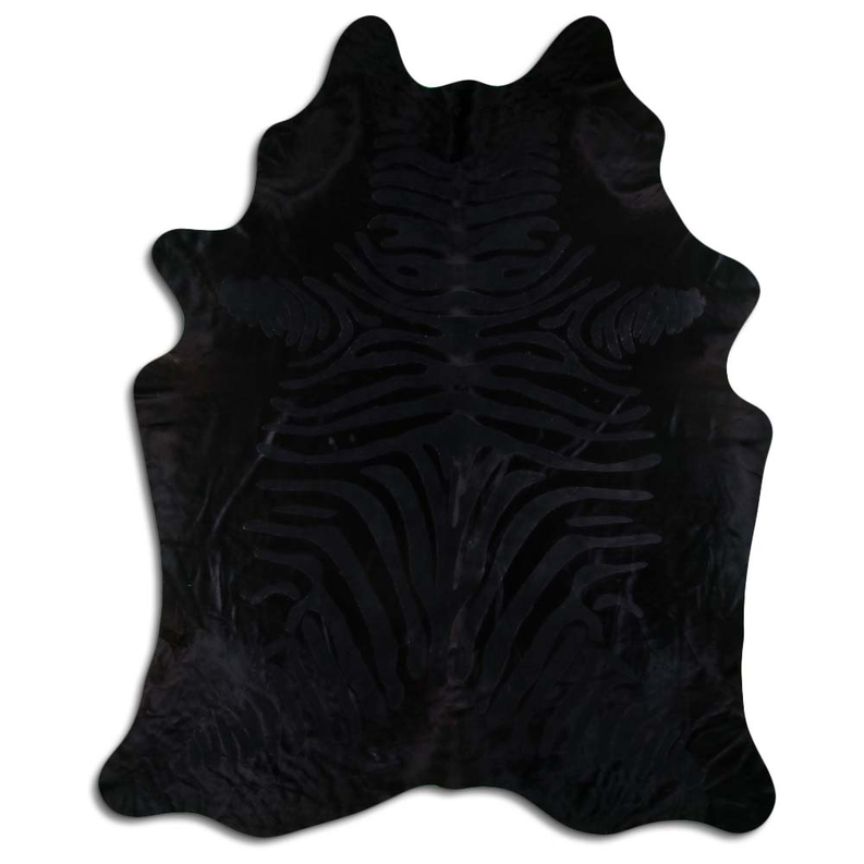 ACID WASHED HAIR ON COWHIDE ZEBRA DISTRESSED BLACK ON BLACK MODA-DBK