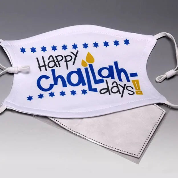 ADJUSTABLE Happy Challah Days Face Mask LIANE FRIED STUDIO