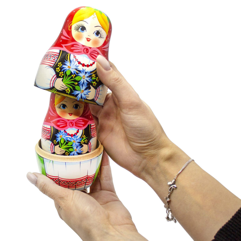 AEVVV Matryoshka Nesting Dolls Set of 7 pcs   Matreshka Doll in Eastern European Costume with Cornflowers   Russian Dolls Nesting Dolls   Babushka Dolls Aevvv