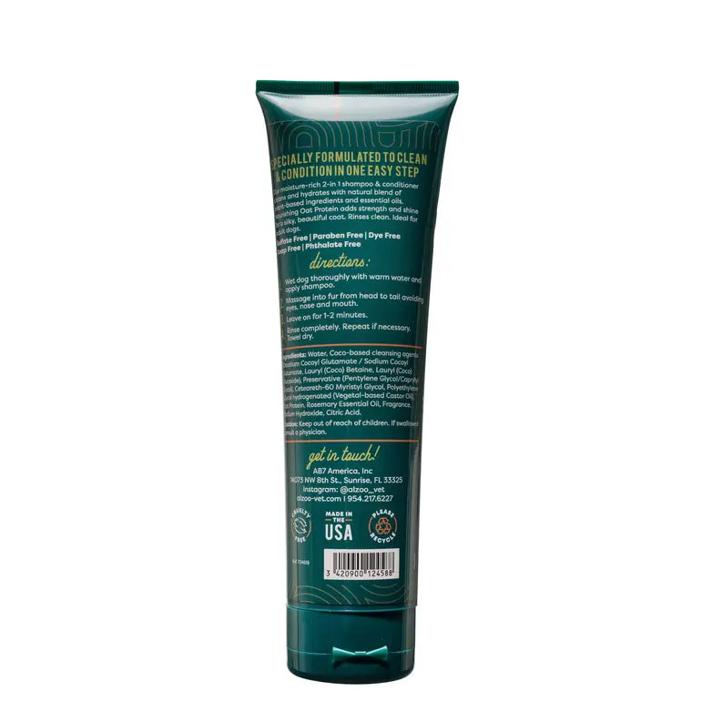 ALZOO Plant-Based 2-in-1 Shampoo with Conditioner for Dogs, 8oz ALZOO