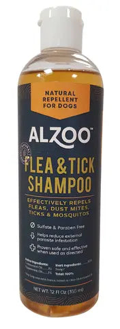 ALZOO Plant-Based Flea and Tick Repellent Shampoo for Dogs, 12oz ALZOO