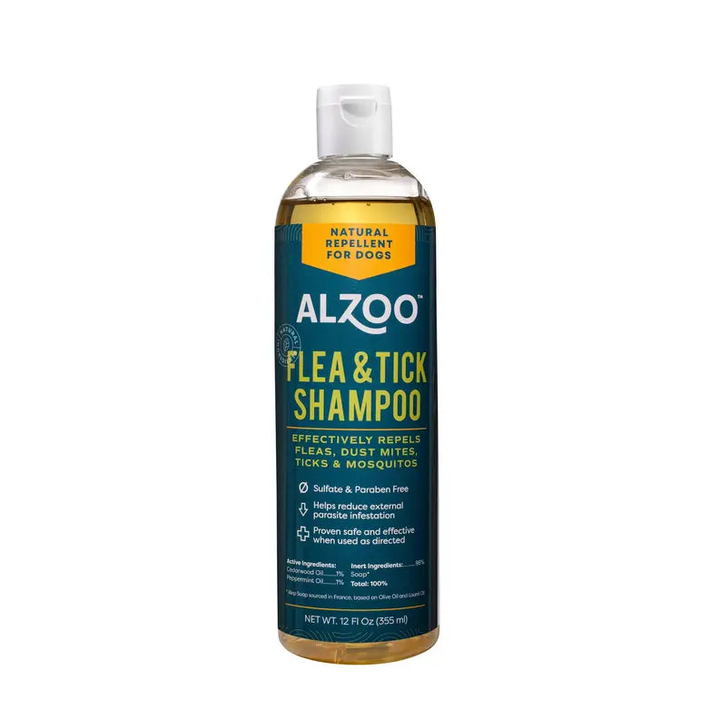 ALZOO Plant-Based Flea and Tick Repellent Shampoo for Dogs, 12oz ALZOO