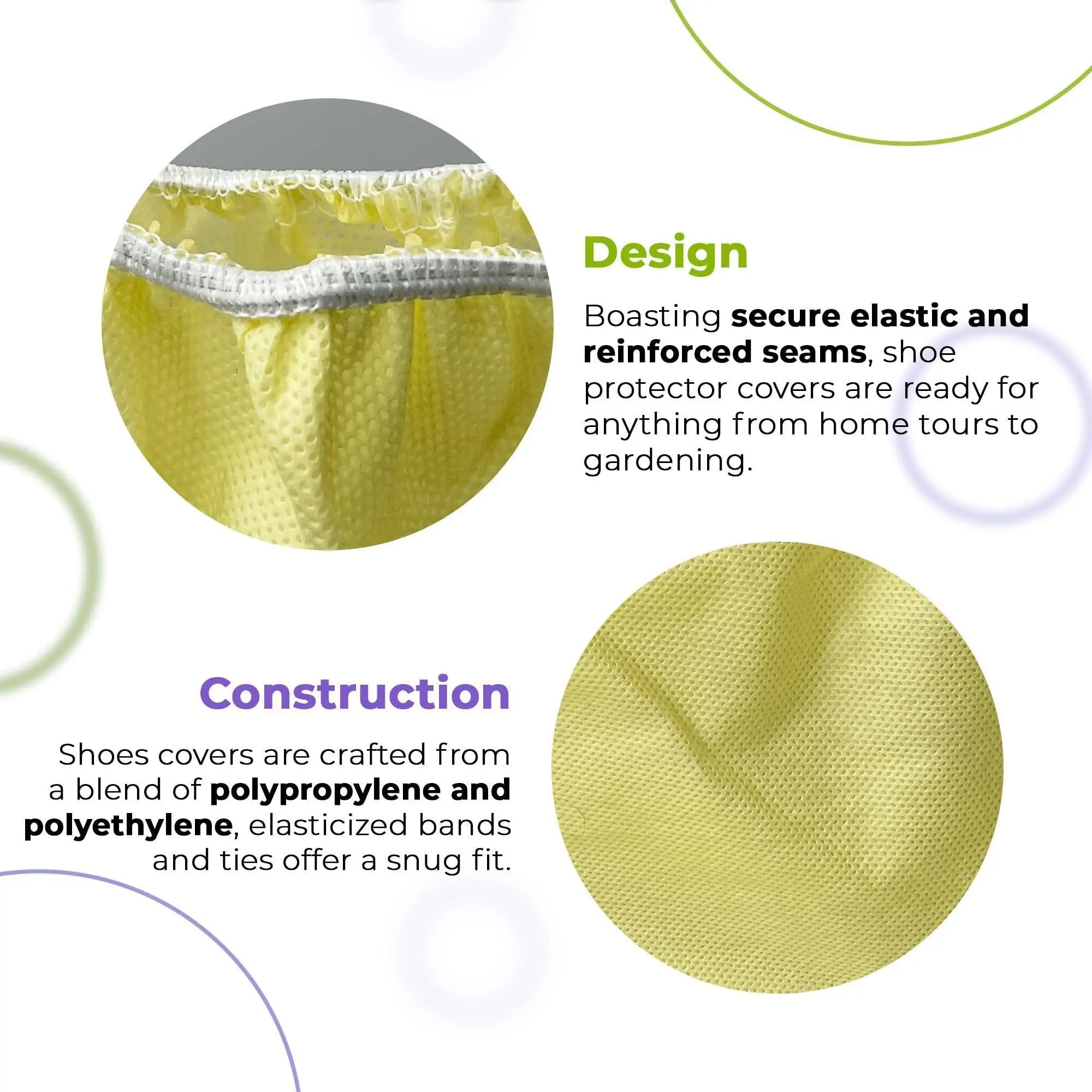 AMZ Disposable Shoe Covers Knee Length. 20 Pack Yellow Surgical Boot Covers Disposable. PP   PE 82 GSM Waterproof Shoe Booties Disposable. Disposable Boot Covers with Fixation Ties Elastic Band Amz Medical Supply