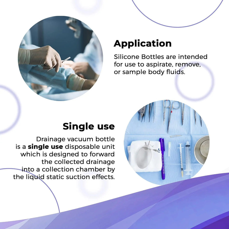AMZ Medical Supply Silicone Vacuum Suction Bulb 100 Ml. Oval Shape Wound Drainage Reservoir. Needle Free Silicone Vacuum Evacuator. Non Glass Portable Medical Suction for Clinics Home Treatment Amz Medical Supply