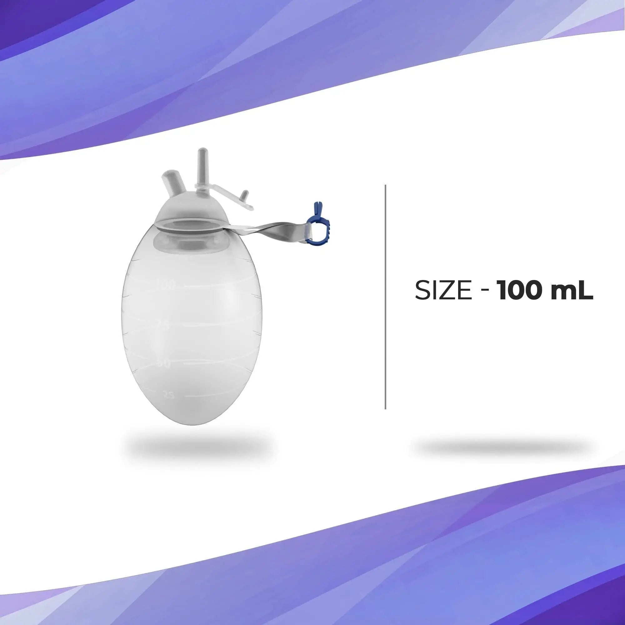 AMZ Medical Supply Silicone Vacuum Suction Bulb 100 Ml. Oval Shape Wound Drainage Reservoir. Needle Free Silicone Vacuum Evacuator. Non Glass Portable Medical Suction for Clinics Home Treatment Amz Medical Supply