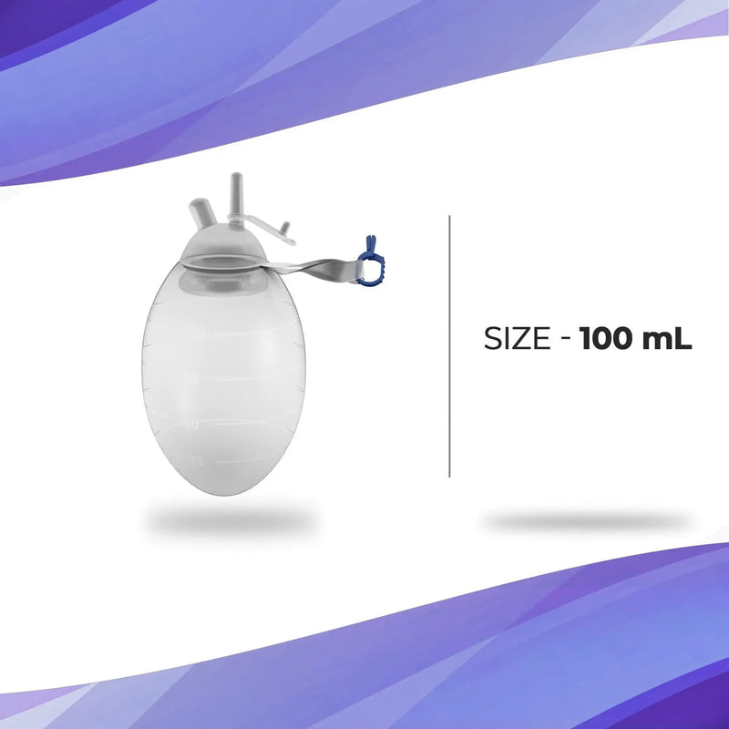 AMZ Medical Supply Silicone Vacuum Suction Bulb 100 Ml. Oval Shape Wound Drainage Reservoir. Needle Free Silicone Vacuum Evacuator. Non Glass Portable Medical Suction for Clinics Home Treatment Amz Medical Supply