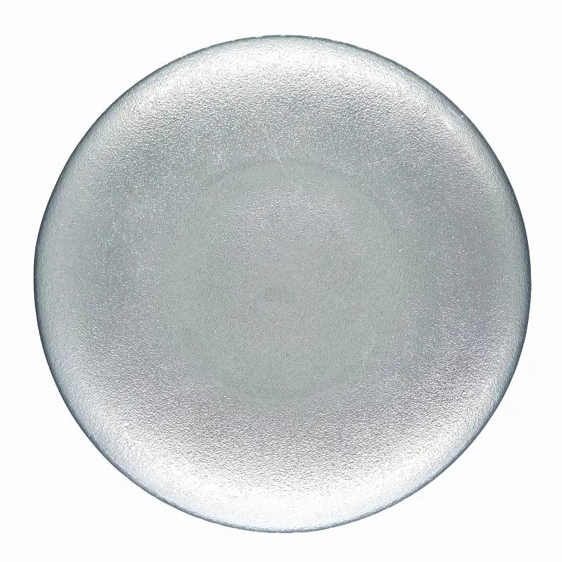 Silver textured glass plate, modern design, perfect for dining or as a decorative accent.