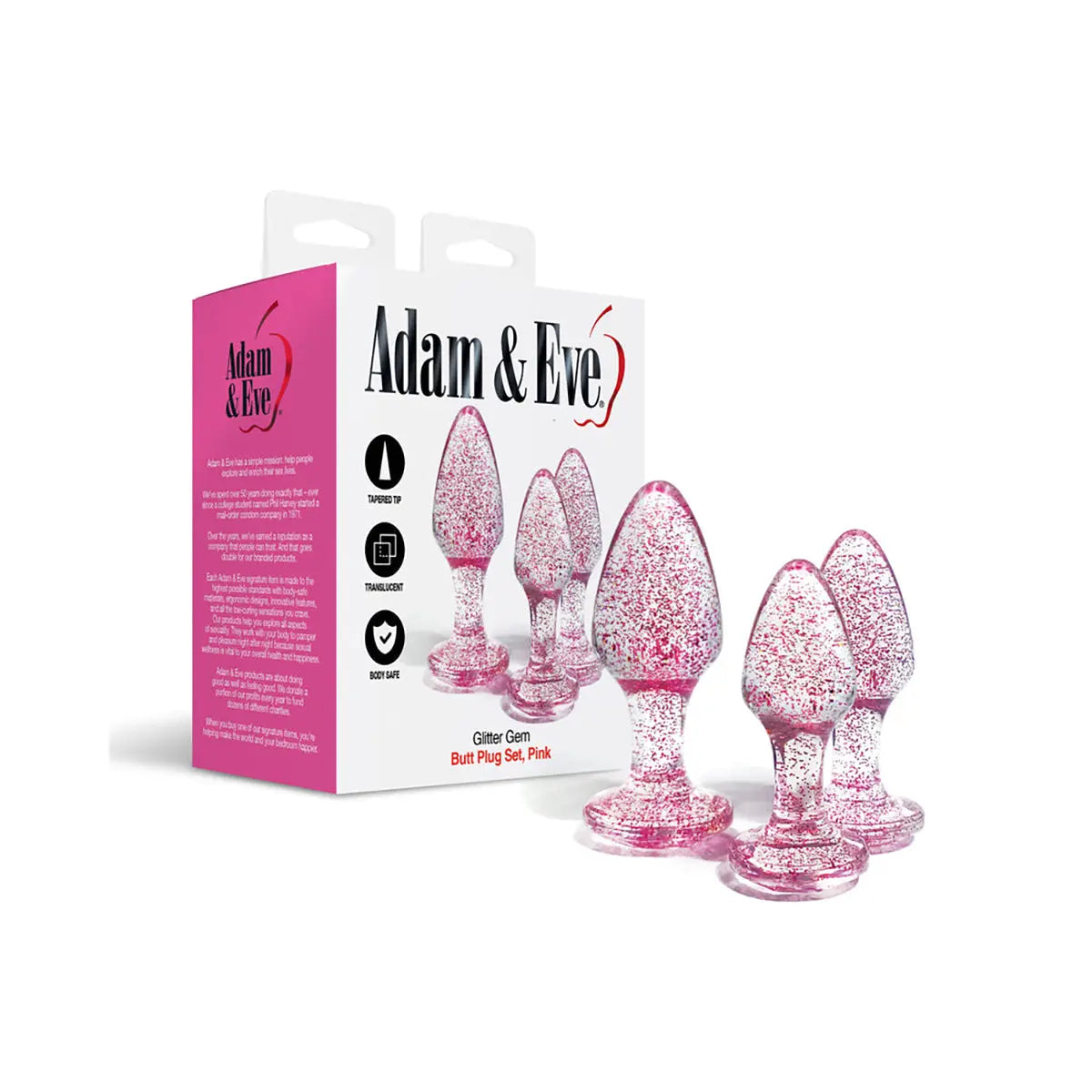 A&E Glitter Gem Butt Plug Set Pink - GreatEagleInc