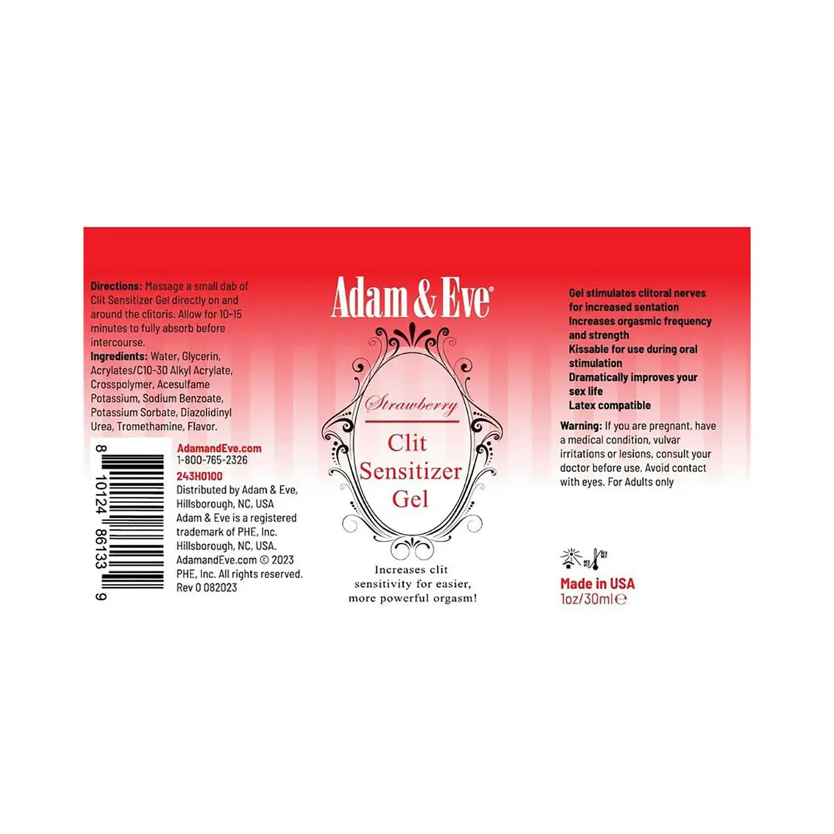 A&E Strawberry Clit Sensitizer 1 oz. PHE / Adam & Eve