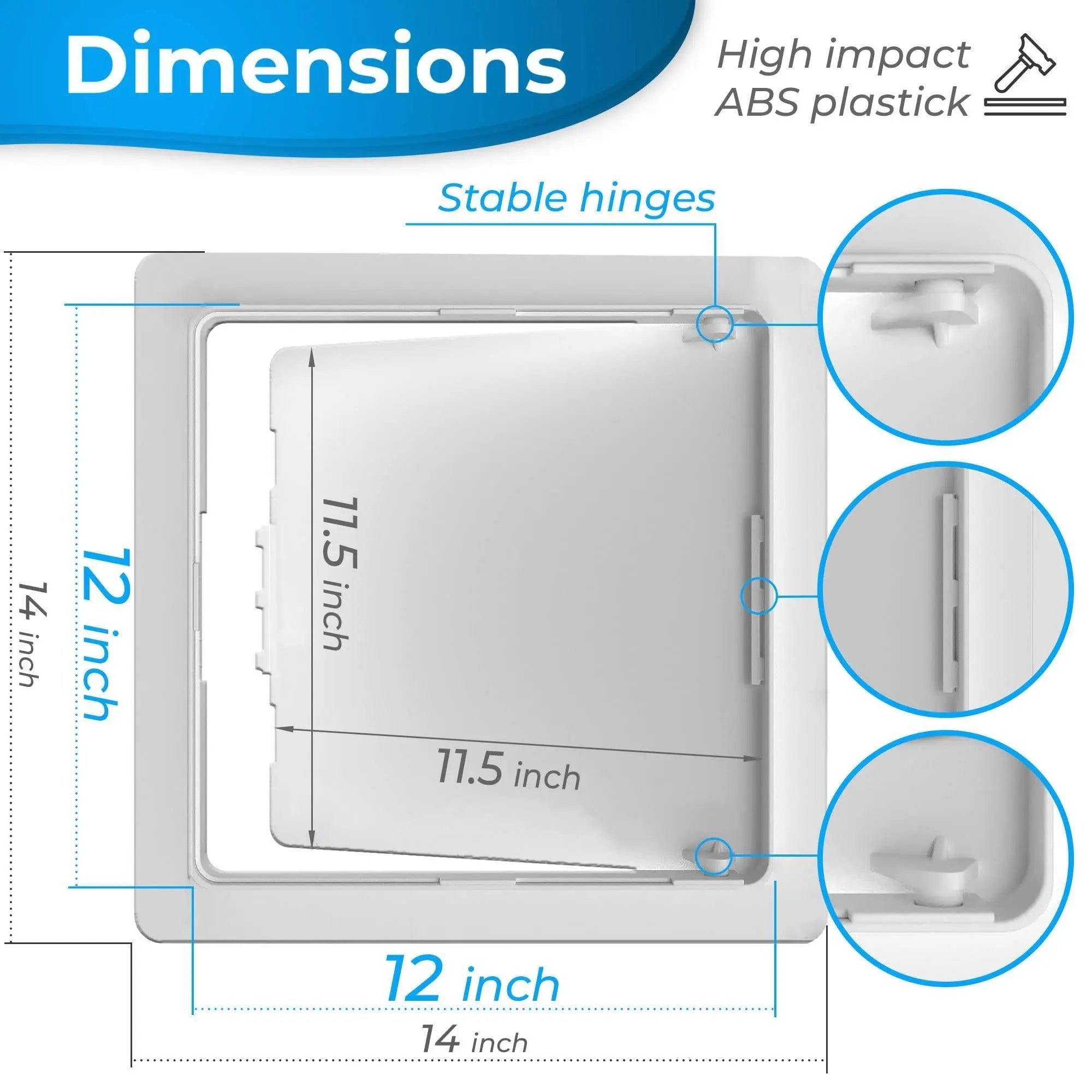Access Panel for Drywall   12x12 inch   Wall Hole Cover   Access Door   Plumbing Access Panel for Drywall   Heavy Durable Plastic White Bozzon