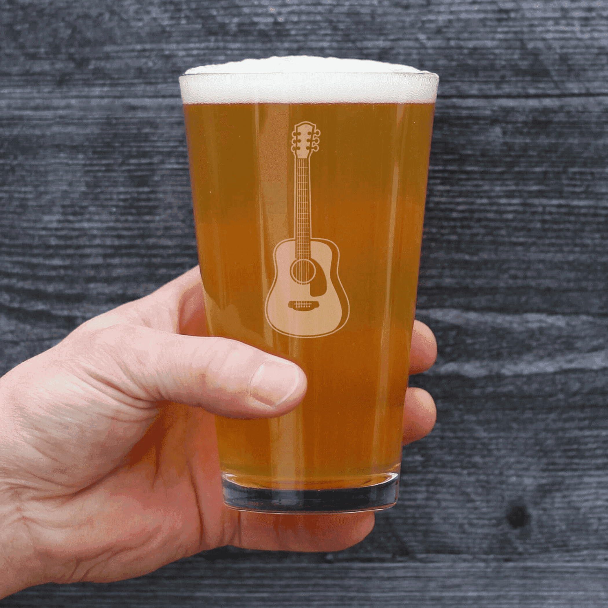 Acoustic Guitar Pint Glass for Beer - Musician Gifts Bevvee