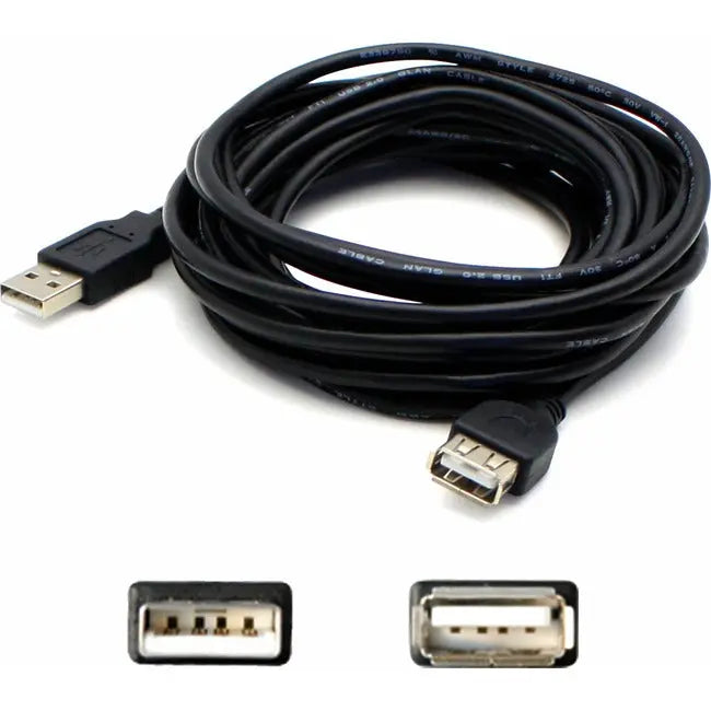 AddOn 15ft USB 2.0 (A) Male to Female Black Extension Cable AddOn