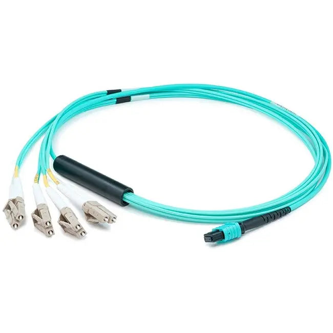 AddOn 1m MPO (Female) to 8xLC (Male) 8-strand Aqua OM4 Fiber Fanout Cable AddOn