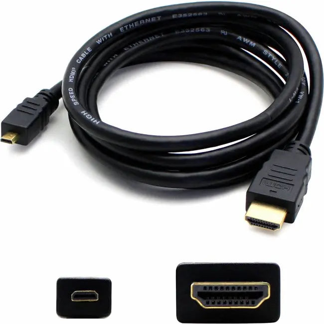 AddOn 3ft HDMI Male to Micro-HDMI Male Black Adapter Cable AddOn