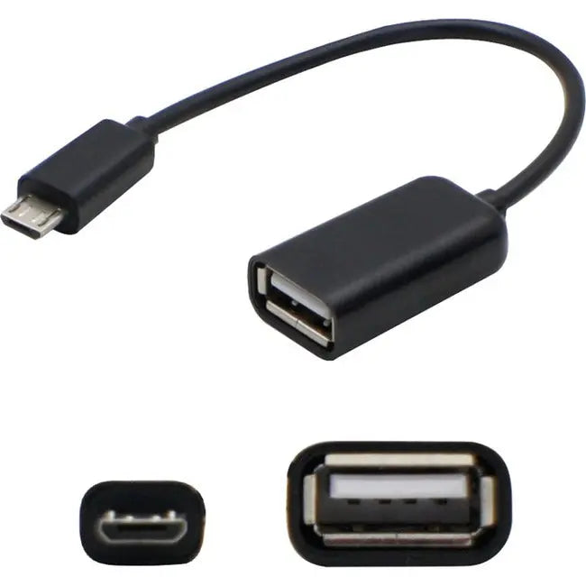 AddOn 5-Pack of 5in Micro-USB 2.0 (B) Male to USB 2.0 (A) Female Black On-the-Go Cables AddOn