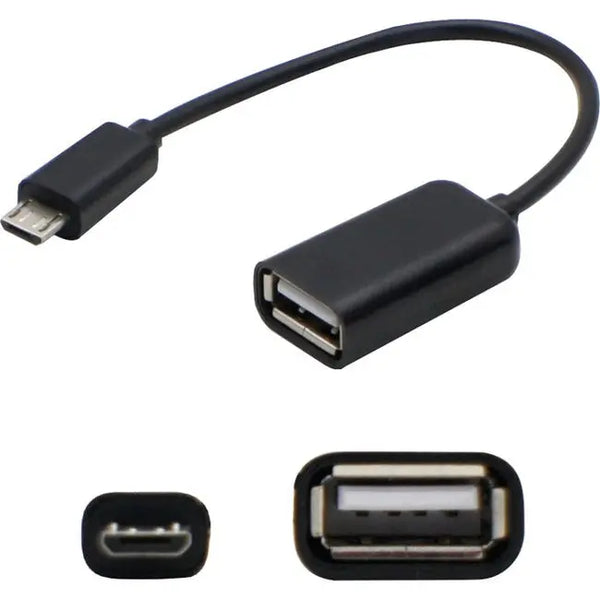 AddOn 5-Pack of 5in Micro-USB 2.0 (B) Male to USB 2.0 (A) Female Black On-the-Go Cables AddOn