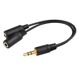 AddOn 5-Pack of 8in 3.5mm Audio Input Male to 2x 3.5mm Audio Output Female Black Audio Splitters AddOn