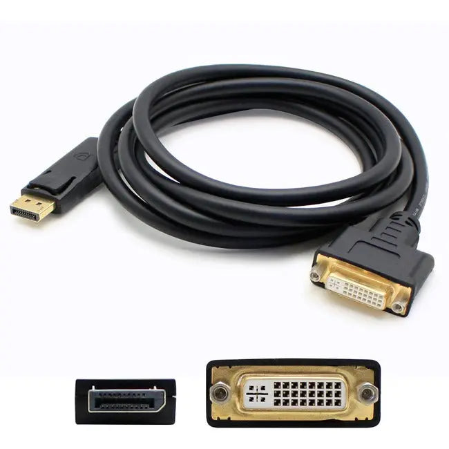 AddOn 5-Pack of 8in DisplayPort Male to DVI-I Female Black Adapter Cables (Requires DP++) AddOn