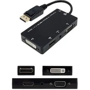 AddOn 5-Pack of 8in DisplayPort Male to DVI, HDMI, and VGA Female Black Adapters with Audio AddOn