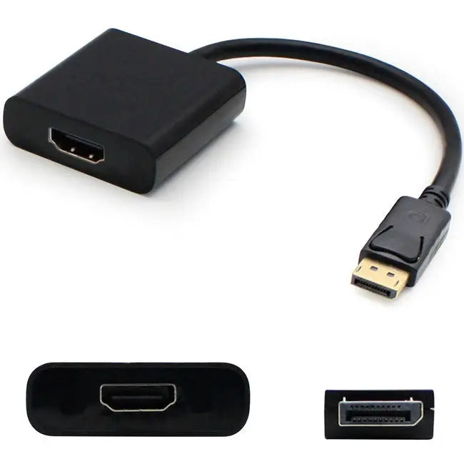 AddOn 5-Pack of 8in HP BP937AA Compatible DisplayPort Male to HDMI Female Black Adapter Cables (Requires DP++) AddOn