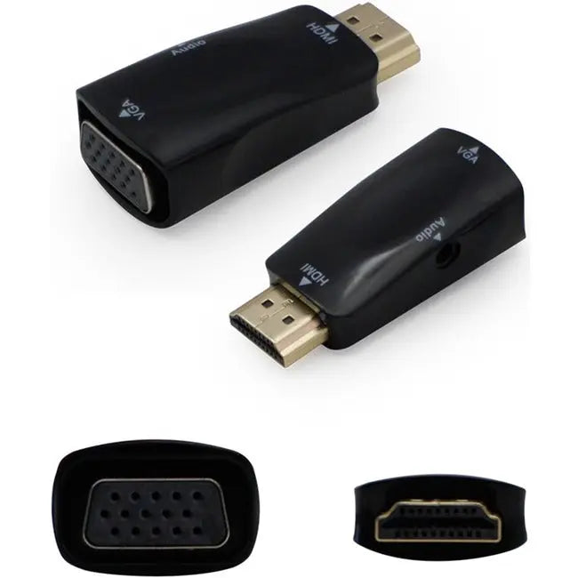 AddOn 5-Pack of HDMI Male to VGA Female Black Active Adapters with 3.5mm Audio and Micro USB Ports AddOn