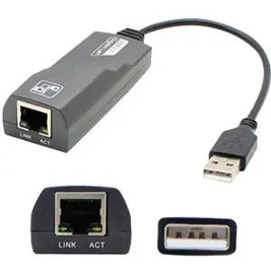 AddOn 8in Lenovo 0A36322 Compatible USB 3.0 (A) Male to RJ-45 Female Gray & Black Network Adapter Cable AddOn