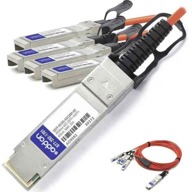 AddOn Cisco Compatible TAA Compliant 40GBase-AOC QSFP+ to 4xSFP+ Active Optical Cable (850nm, MMF, 20m) AddOn